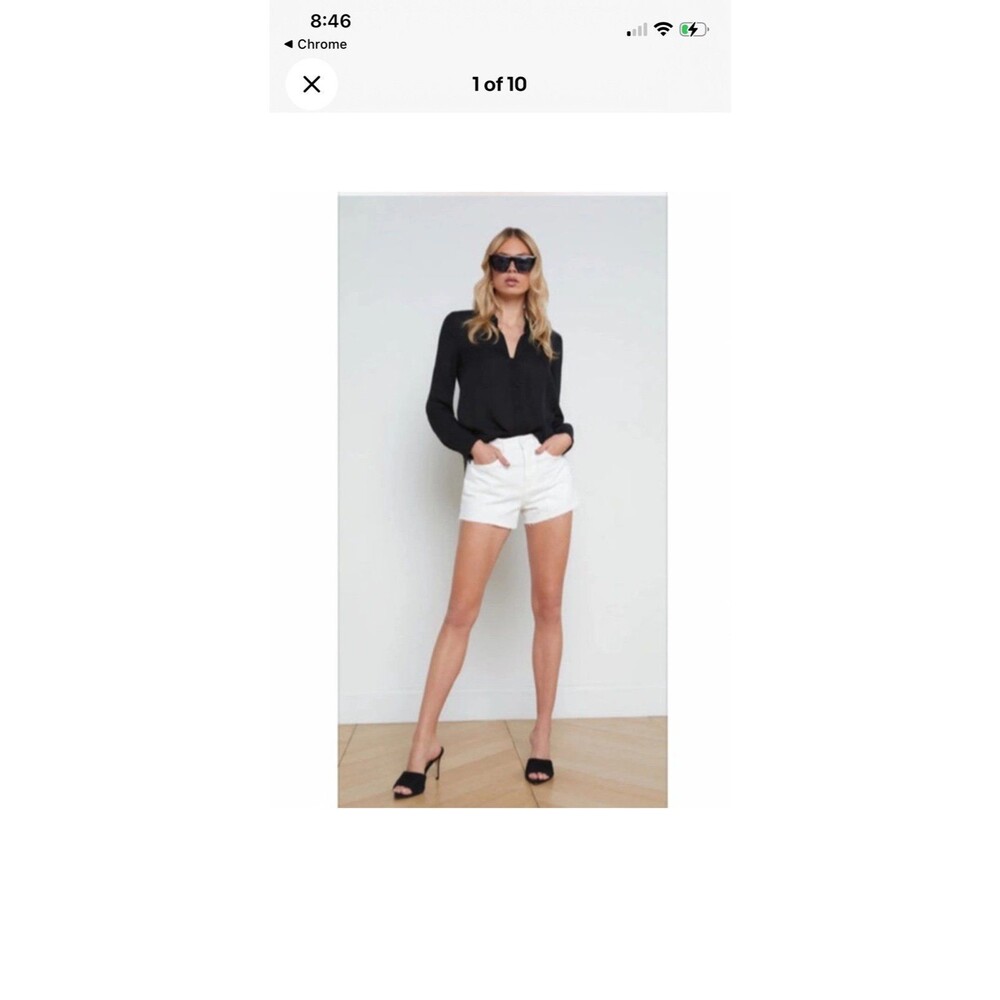 L'AGENCE BECK High Rise White Denim Cutoff Shorts Size 28 NWT